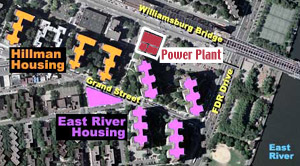 Aerial view showing power plant location